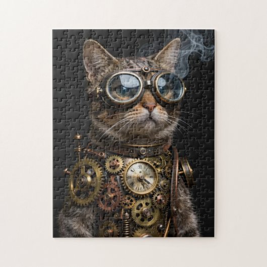 Steampunk Mechanical Cat Portrait Jigsaw Puzzle ジグソーパズル (縦)