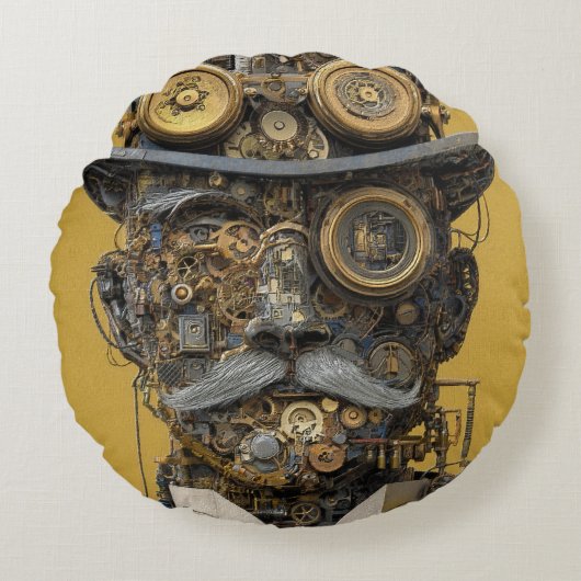 Steampunk Mechanical Gentleman ラウンドクッション (正面)