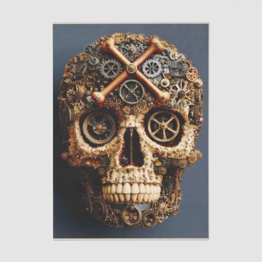 Steampunk Mechanical Gothic Skull FF8L Decoupage 薄葉紙 (正面)
