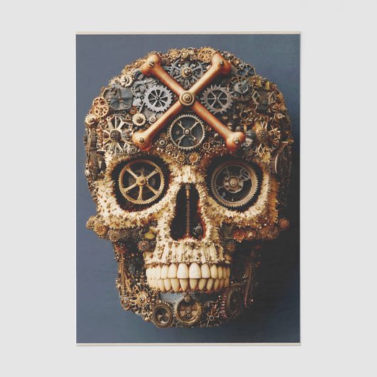 Steampunk Mechanical Gothic Skull FF8R Decoupage 薄葉紙 (正面)