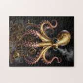 Steampunk Mechanical Octopus on Gears Art ジグソーパズル (横)