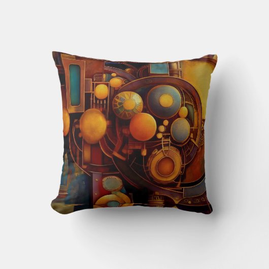 Steampunk Mechanical Orb Composition クッション (正面)