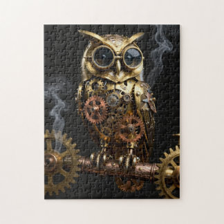 Steampunk Mechanical Owl on Clockwork Branch Art ジグソーパズル
