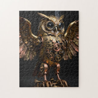 Steampunk Mechanical Owl with Spread Wings Art ジグソーパズル