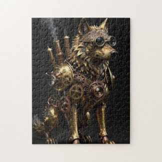 Steampunk Mechanical Sitting Wolf Art ジグソーパズル