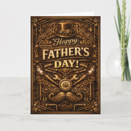 Steampunk Mechanical Vintage Fathers Day シーズンカード