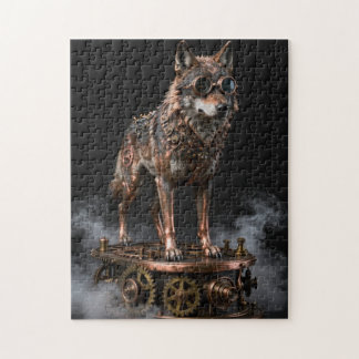 Steampunk Mechanical Wolf on Gears Jigsaw Puzzle ジグソーパズル