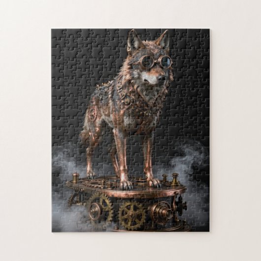 Steampunk Mechanical Wolf on Gears Jigsaw Puzzle ジグソーパズル (縦)