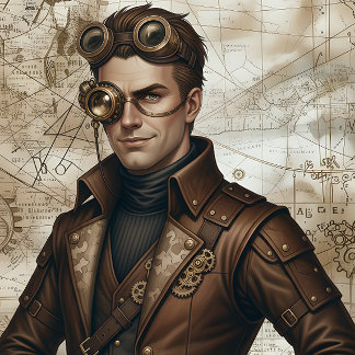 Steampunk men decoupage paper ラッピングペーパーシート