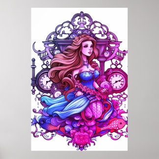 Steampunk Mermaid For Girls or Boys on a Wall ポスター