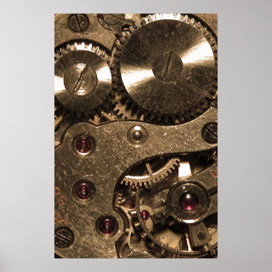 Steampunk Metal Clock Gears ポスター (正面)