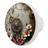 Steampunk Metal Flowers, Gears and Diamonds セラミックノブ (右)
