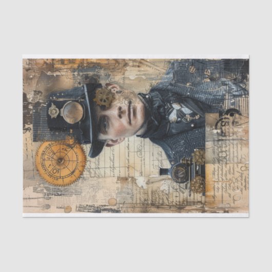 Steampunk Mixed MediaとManのビクトリアン比較 薄葉紙 (正面)
