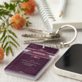 Steampunk、Monogramとのギア上のピンクのハート キーホルダー (正面右)