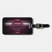 Steampunk、Monogramとのギア上のピンクのハート ラゲッジタグ (正面横)