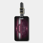 Steampunk、Monogramとのギア上のピンクのハート ラゲッジタグ (正面縦)