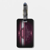 Steampunk、Monogramとのギア上のピンクのハート ラゲッジタグ (裏面縦)