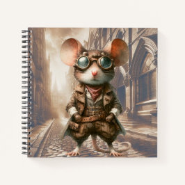 Steampunk Mouse in London Spiral Notebook ノートブック