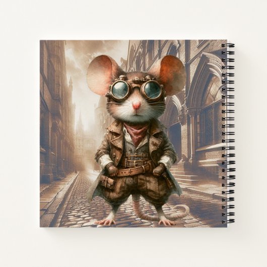 Steampunk Mouse in London Spiral Notebook ノートブック (裏面)