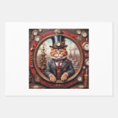 Steampunk noble red cat in a frame - Decoupage  ラッピングペーパーシート (正面2)