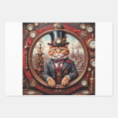 Steampunk noble red cat in a frame - Decoupage  ラッピングペーパーシート (正面)
