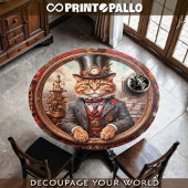 Steampunk noble red cat in a frame - Decoupage  ラッピングペーパーシート