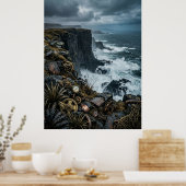 Steampunk Ocean Cliff Ruins ポスター (キッチン)