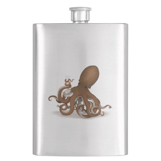 Steampunk Octopus Holding Flask Science Chemistry フラスク (正面)