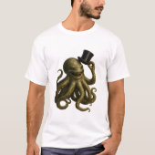 Steampunk octopus top hat graphic T-shirt Tシャツ (正面)