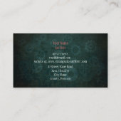 Steampunk Outfitters, cogs Monogram上の銅ティール(緑がかった色) 名刺 (裏面)