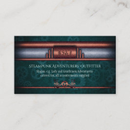 Steampunk Outfitters, cogs Monogram上の銅ティール（緑がかった色） 名刺