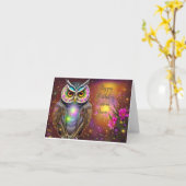 Steampunk Owlカスタマイズ可能な誕生日カード カード (黄色い花)