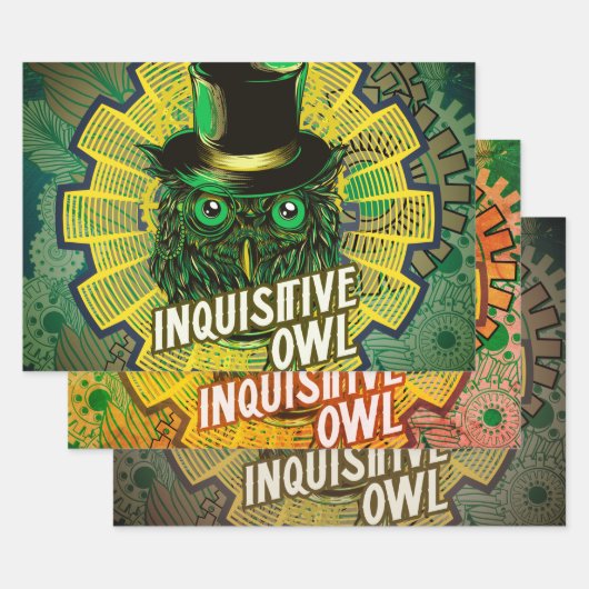 Steampunk Owl ラッピングペーパーシート (セット)