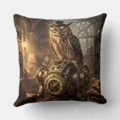 steampunk owl clockwork art pillow クッション (裏面)