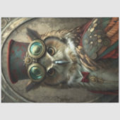 Steampunk Owl Whimsical Vintage Art Decoupage 薄葉紙 (正面)