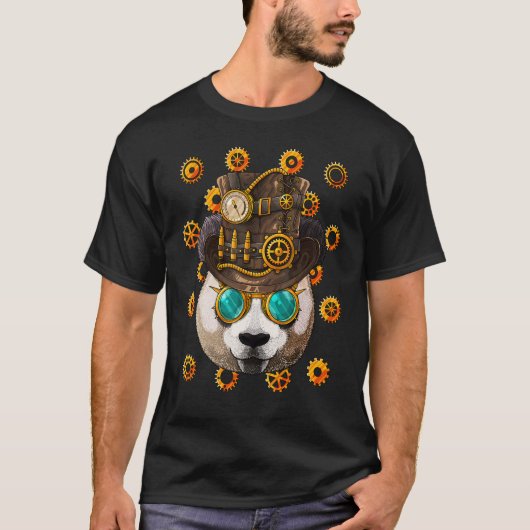 Steampunk Panda Medieval Victorian Steam Powered A Tシャツ (正面)