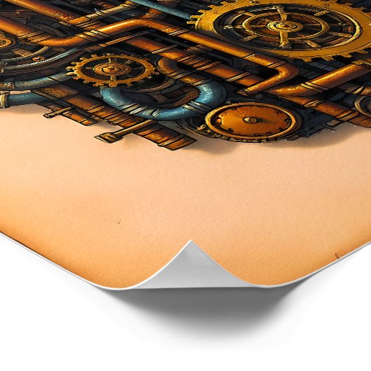 Steampunk Parts Exploded View Wallpaper/Fabric ポスター (角)