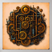 Steampunk Parts Exploded View Wallpaper/Fabric ポスター (正面)