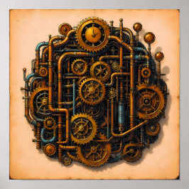 Steampunk Parts Exploded View Wallpaper/Fabric ポスター