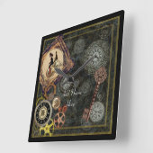 Steampunk Patternsホイール、ギアコグ、その他 スクエア壁時計 (傾斜)