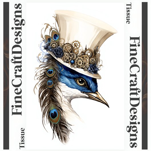Steampunk Peacock In A Hat Decopage R 135 薄葉紙