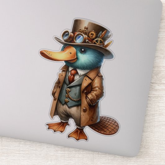 Steampunk Platypus Transparent Sticker シール (詳細)