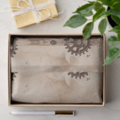 Steampunk Plum Roses & Gears Wrapping Paper 薄葉紙 (ギフト)