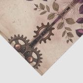 Steampunk Plum Roses & Gears Wrapping Paper 薄葉紙 (詳細)