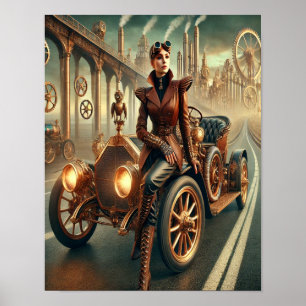 Steampunk Poster 40, Cross-Country Auto Chauffer ポスター