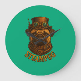 Steampunk Pug Wall Clock - vintage "Steampug" ラージ壁時計