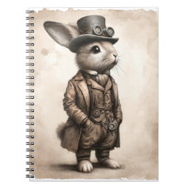Steampunk Rabbit付きスパイラルフォトノートブック ノートブック