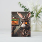 Steampunk Rabbit ManヴィンテージTVニンジン画面 ポストカード (スタンド正面)