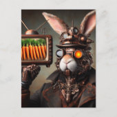 Steampunk Rabbit ManヴィンテージTVニンジン画面 ポストカード (正面)