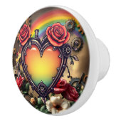 Steampunk Rainbow Heart and Gears セラミックノブ (右)